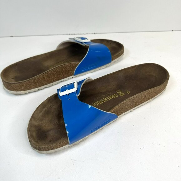 Birkenstock Madrid Sandals Womens Size 42 US 11 Blue Patent Slip On Comfort Shoe - Picture 8 of 11